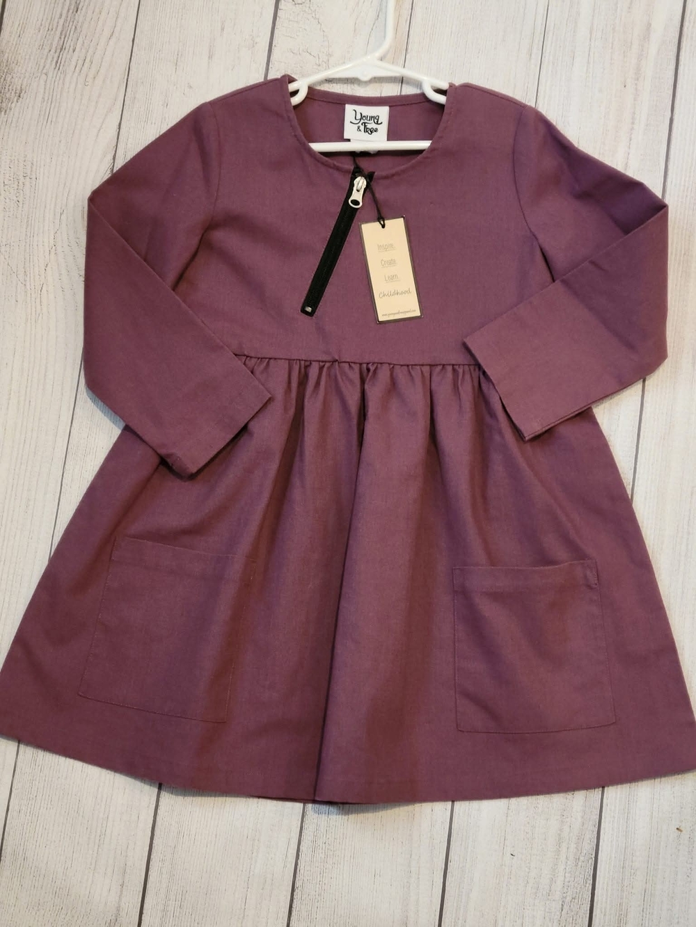 Plum Long-Sleeve Twirl Dress for Kids